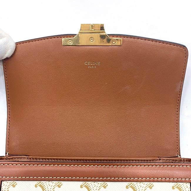 Celine Shoulder Bag F21151 White Brown Triomphe