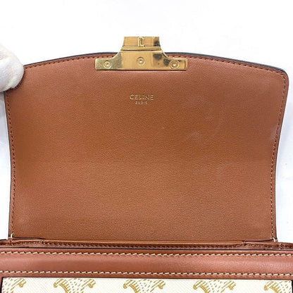 Celine Shoulder Bag F21151 White Brown Triomphe