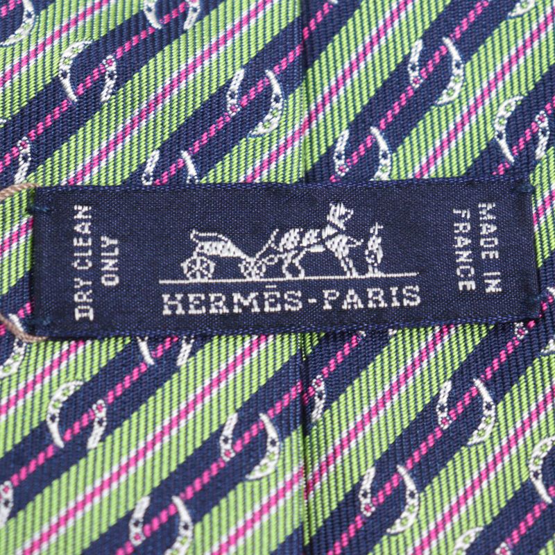 Hermes 659087t Cravate SOIE Lourde 100% Cravat Silk Pomme Marine Fuchsia