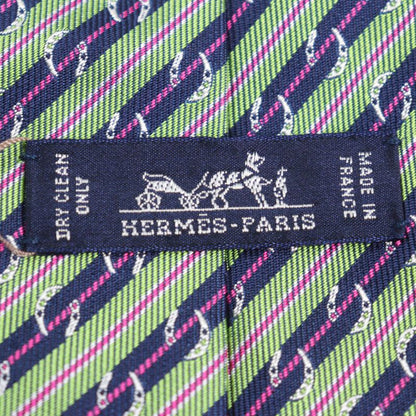 Hermes 659087t Cravate SOIE Lourde 100% Cravat Silk Pomme Marine Fuchsia