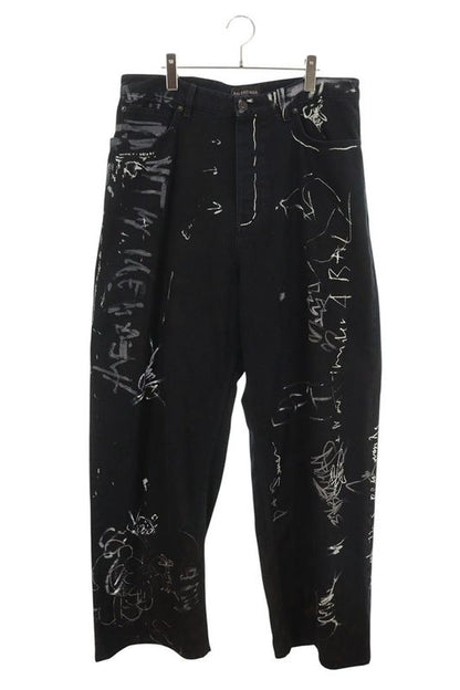 Balenciaga 745223 Tnw11 Graffiti Baggy Graffiti Baggy Denim Pants Men's M