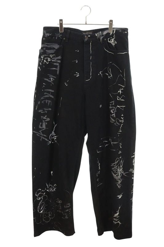 Balenciaga 745223 Tnw11 Graffiti Baggy Graffiti Baggy Denim Pants Men's M