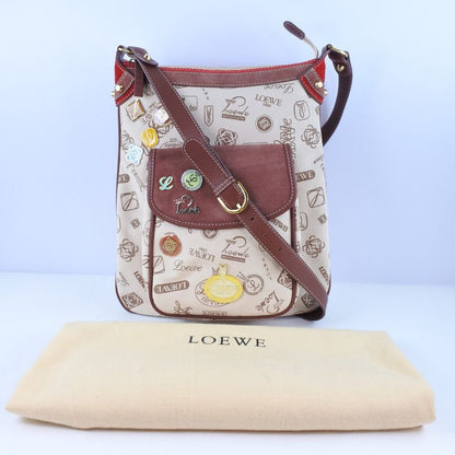 Loewe Pin Badge Suede Brown Women's Shoulder Bag