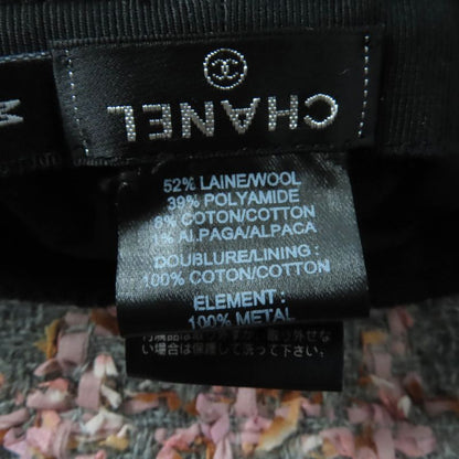 CHANEL Alpaca Blend Ribbon Tweed Bucket Hat With Coco Mark Hardware Gray Pink M