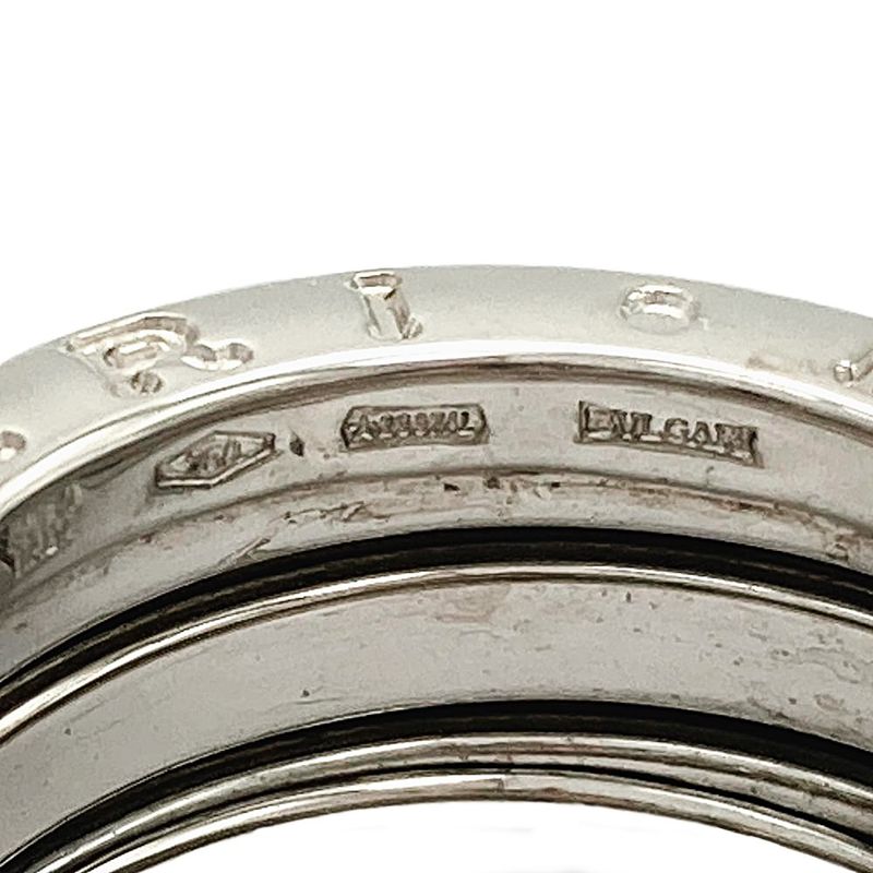Bulgari Bvlgari B-zero1 2 Band Ring #49 18K White Gold 84g White Togo Old