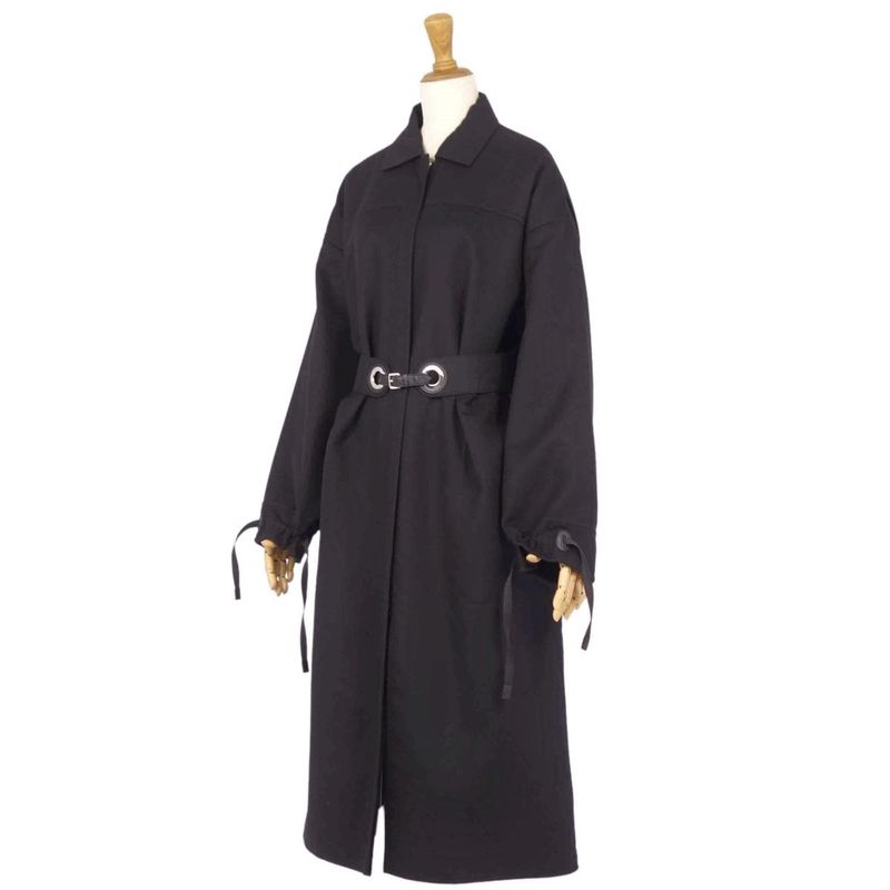 Hermes 22SS Long Coat Leather Belt Cashmere