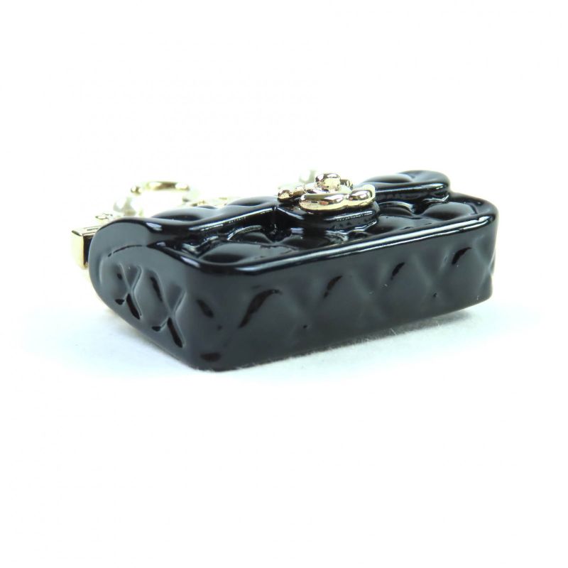 CHANEL B23C Ab9849 Coco Mark With F Pearl Bag Design Brooch Black Gold Hardware