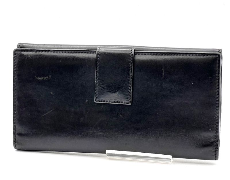 Gucci Long Wallet Logo Black Leather 08bs166