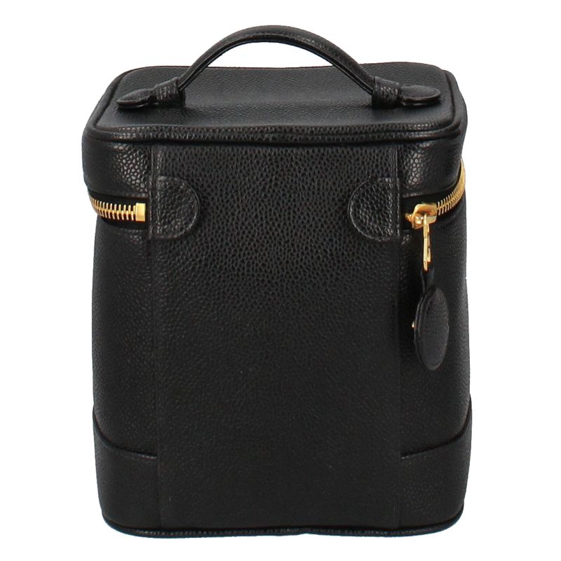 Chanel Vanity Bag A01998 Caviar Skin Ladies Handbag Black Excellent Condition