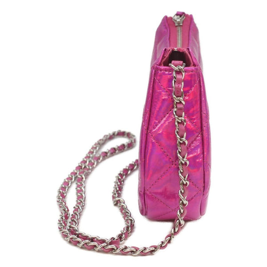 Chanel 24c Pink Iridescent Mirror Goatskin Silver Mini Hobo Chain Shoulder