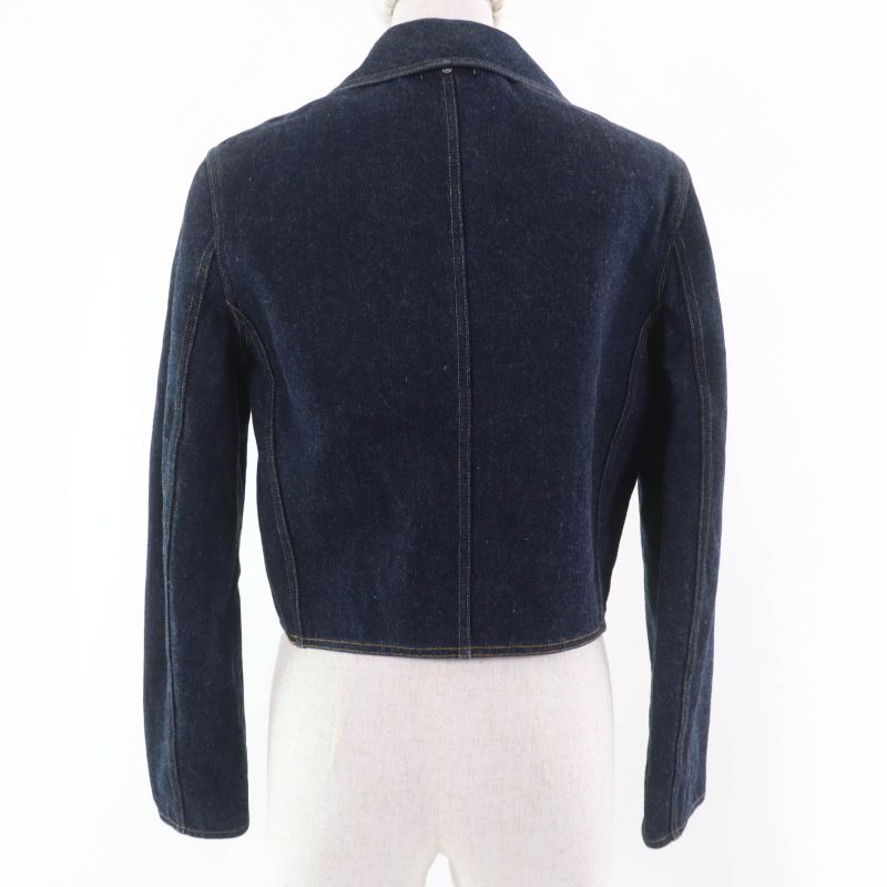 CHANEL Vintage 100% Cotton Denim Jacket Indigo Women's Approx Size M Equivalent