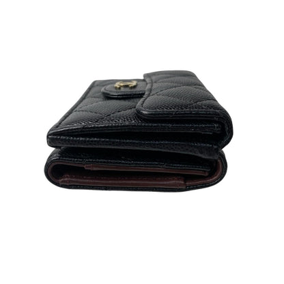 Chanel CC Logo Caviar Leather Trifold Wallet — view 3