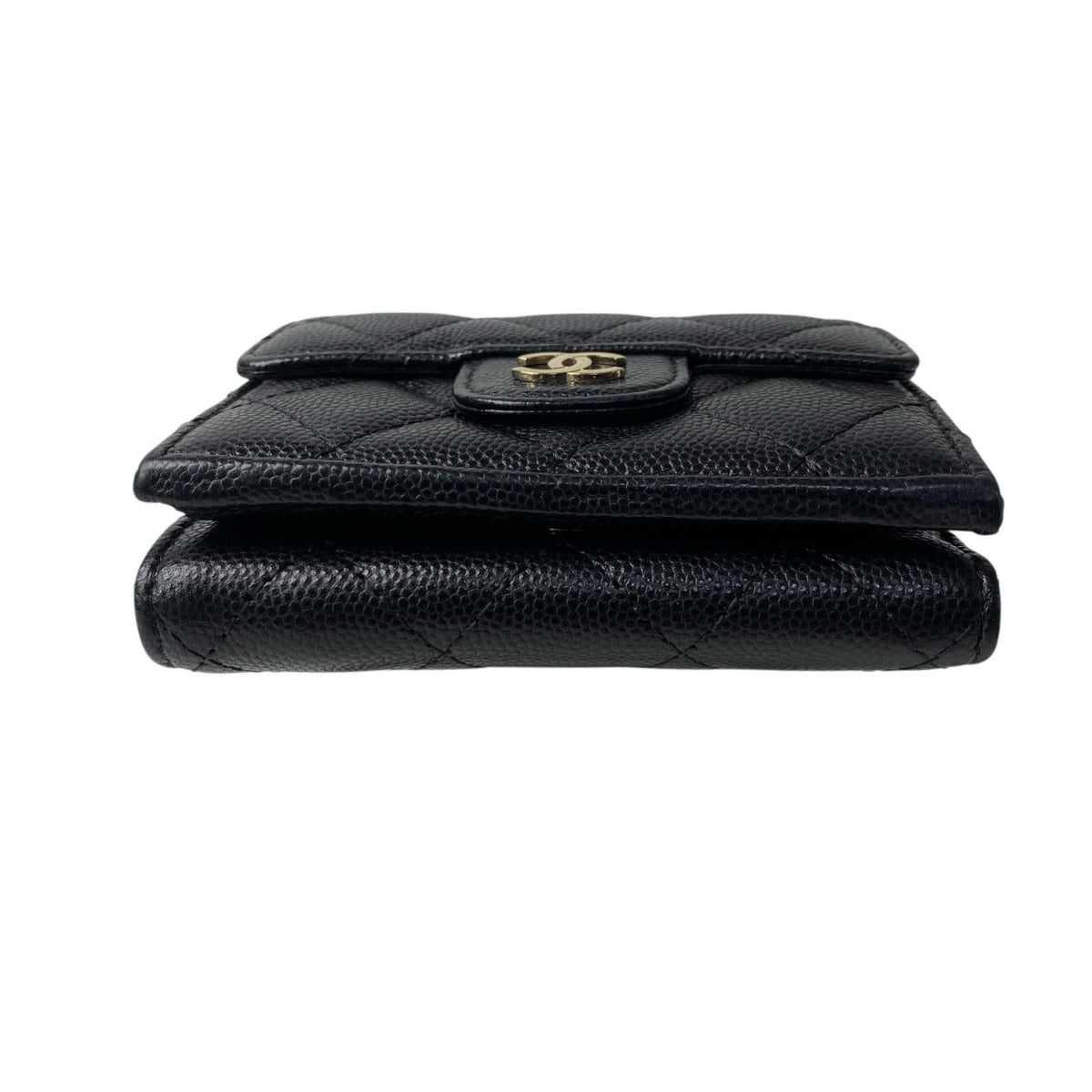 Chanel CC Logo Caviar Leather Trifold Wallet — view 5