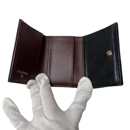 Chanel CC Logo Caviar Leather Trifold Wallet — view 7