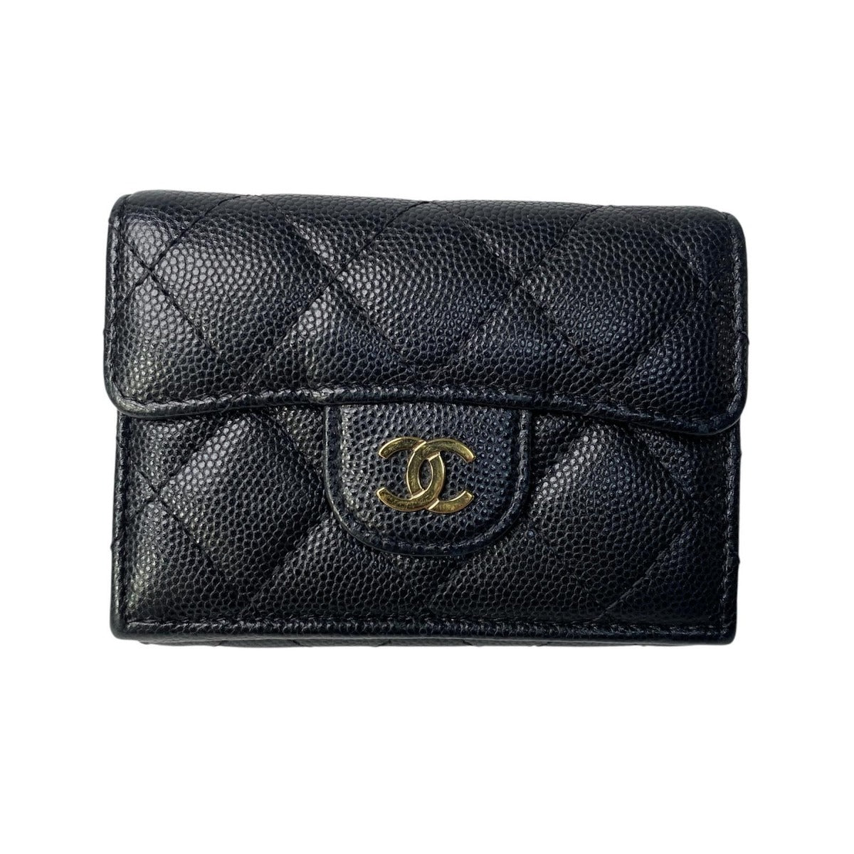 Chanel CC Logo Caviar Leather Trifold Wallet