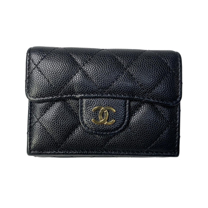 Chanel CC Logo Caviar Leather Trifold Wallet