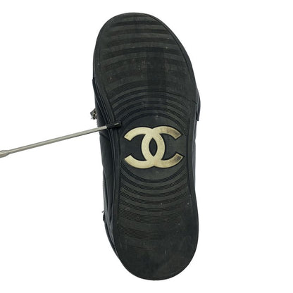 Chanel | Coco Mark Side Zip Leather Lace-up Sneakers | 42 | Black | Men's