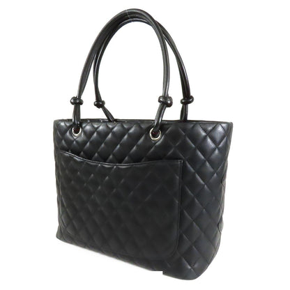 Chanel Cambon Line Tote Bag Black Silver Lambskin Large — view 2