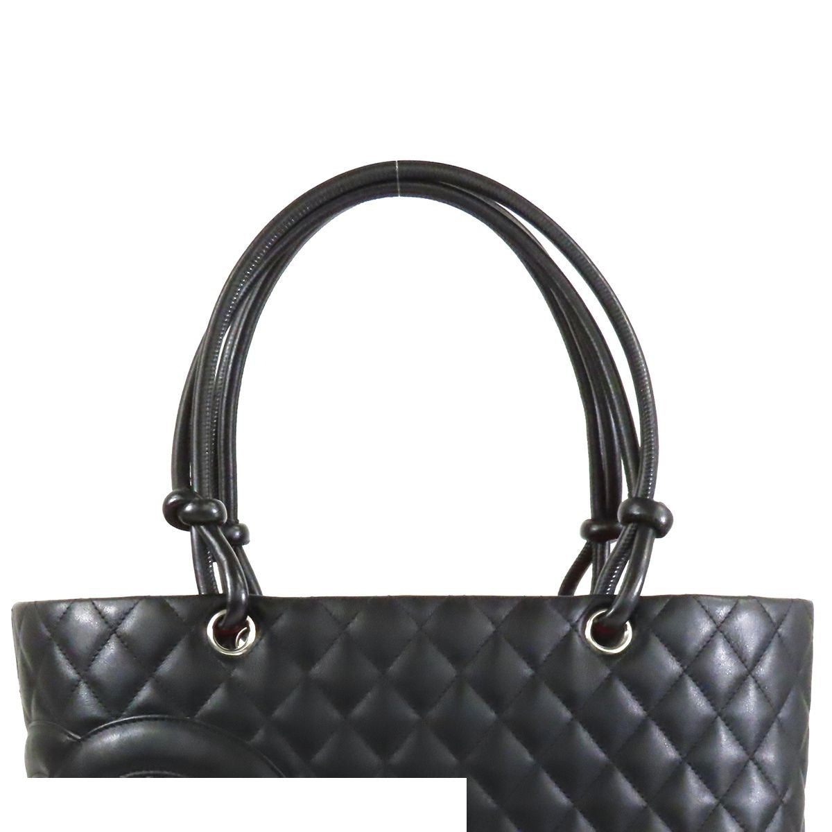 Chanel Cambon Line Tote Bag Black Silver Lambskin Large — view 4