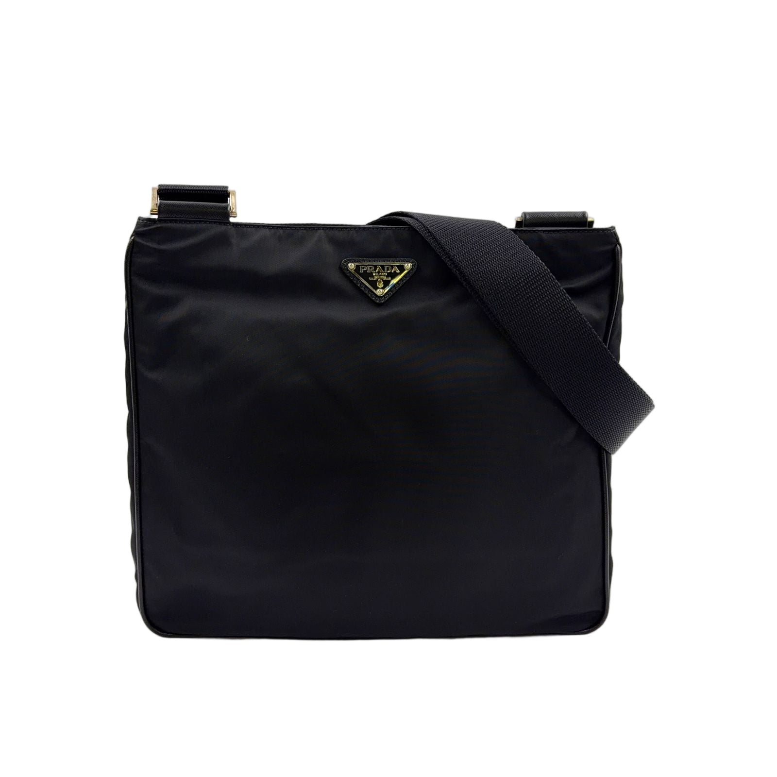 Prada Nylon Black Shoulder Bag Silver