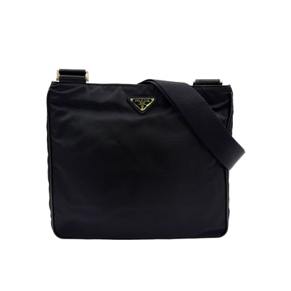 Prada Nylon Black Shoulder Bag Silver
