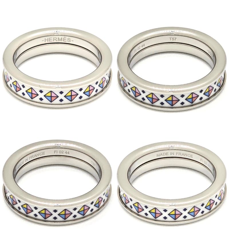 Hermes Ring Collier De Chien PM T57 Approx 16 Confetti Enamel Print Metallic