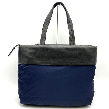 Prada 1bg047 Tote Bag Navy Blue Nylon/leather Ladies Men's Branded High Brand