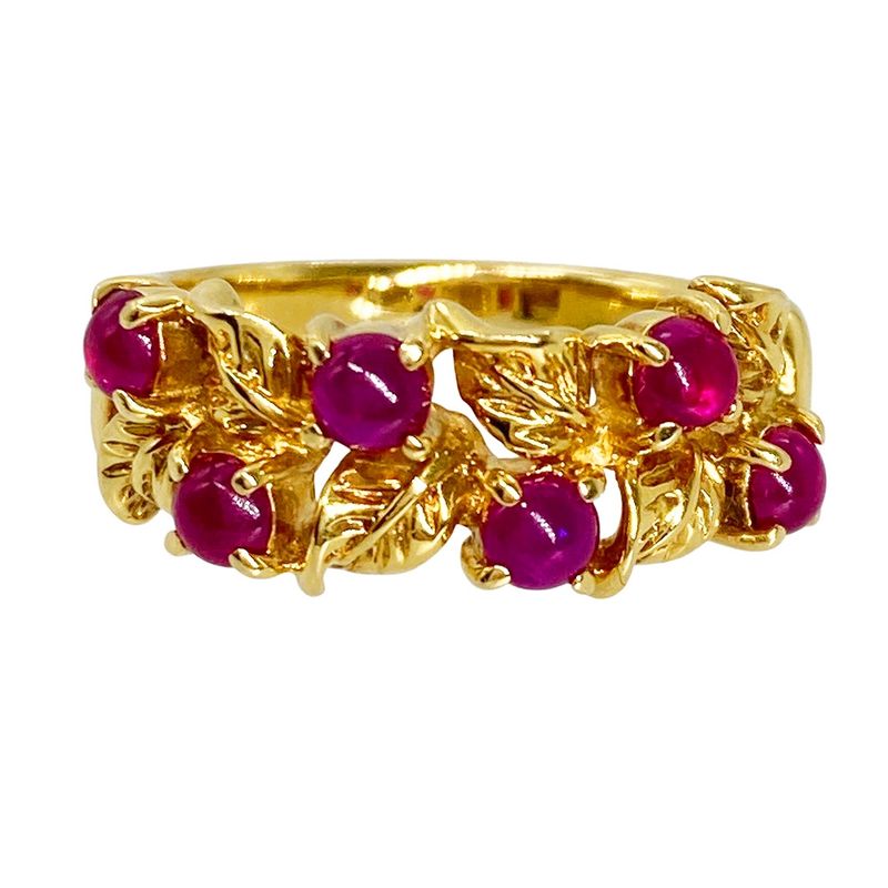 Dior Leaf Motif Ring Ruby Approx 85 18K Yellow Gold 44g Yellow Gold Ladies