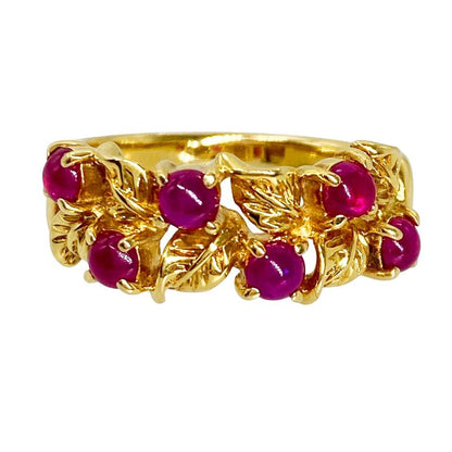 Dior Leaf Motif Ring Ruby Approx 85 18K Yellow Gold 44g Yellow Gold Ladies
