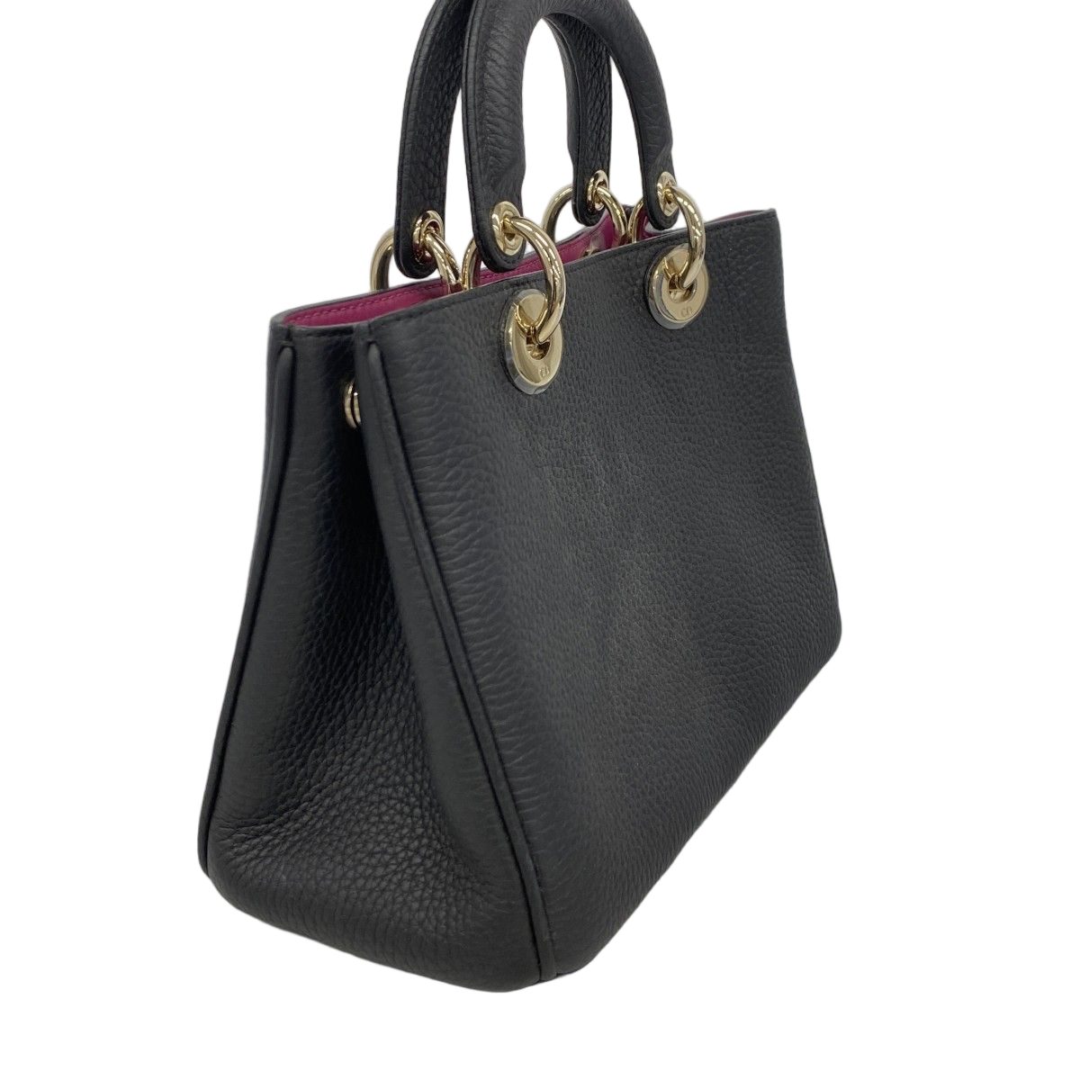 Dior Handbag Diorissimo Leather Black Champagne Gold — view 2