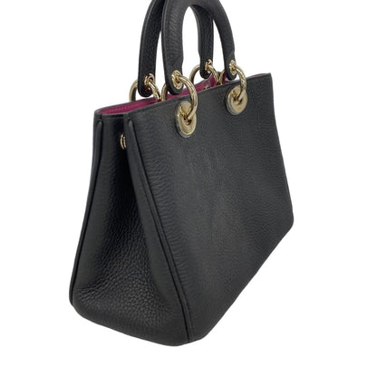Dior Handbag Diorissimo Leather Black Champagne Gold — view 2