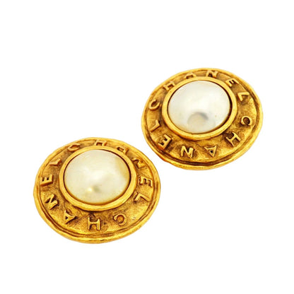 Chanel Earrings Vintage Logo Round — view 2