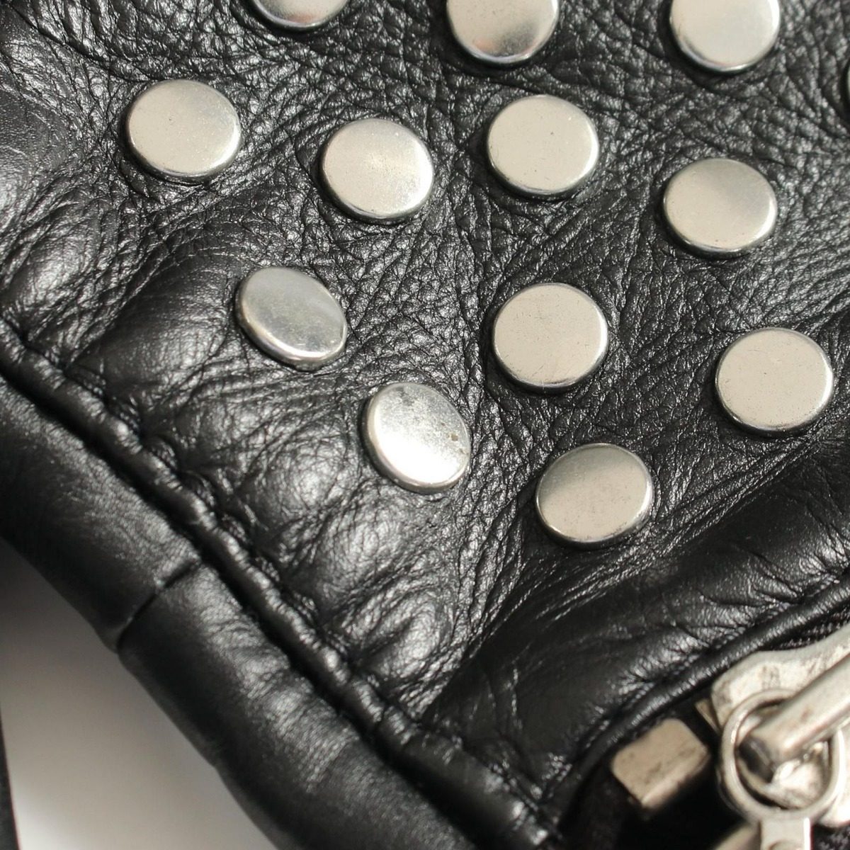 Celine Riders Jacket Block Check Studs Black Leather — view 7