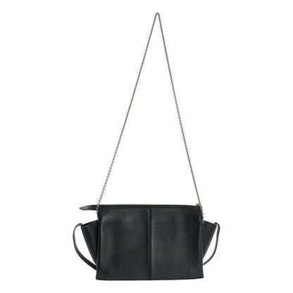 Celine - Chain Tri-fold 2way Leather Logo Clutch Bag With Chain Shoulder -