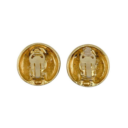 Chanel Vintage Earrings Round Earrings Chanel Gold