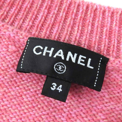 CHANEL P77562 98% Cashmere Coco Mark Guitar Patch Crewneck Long Sleeve Knit