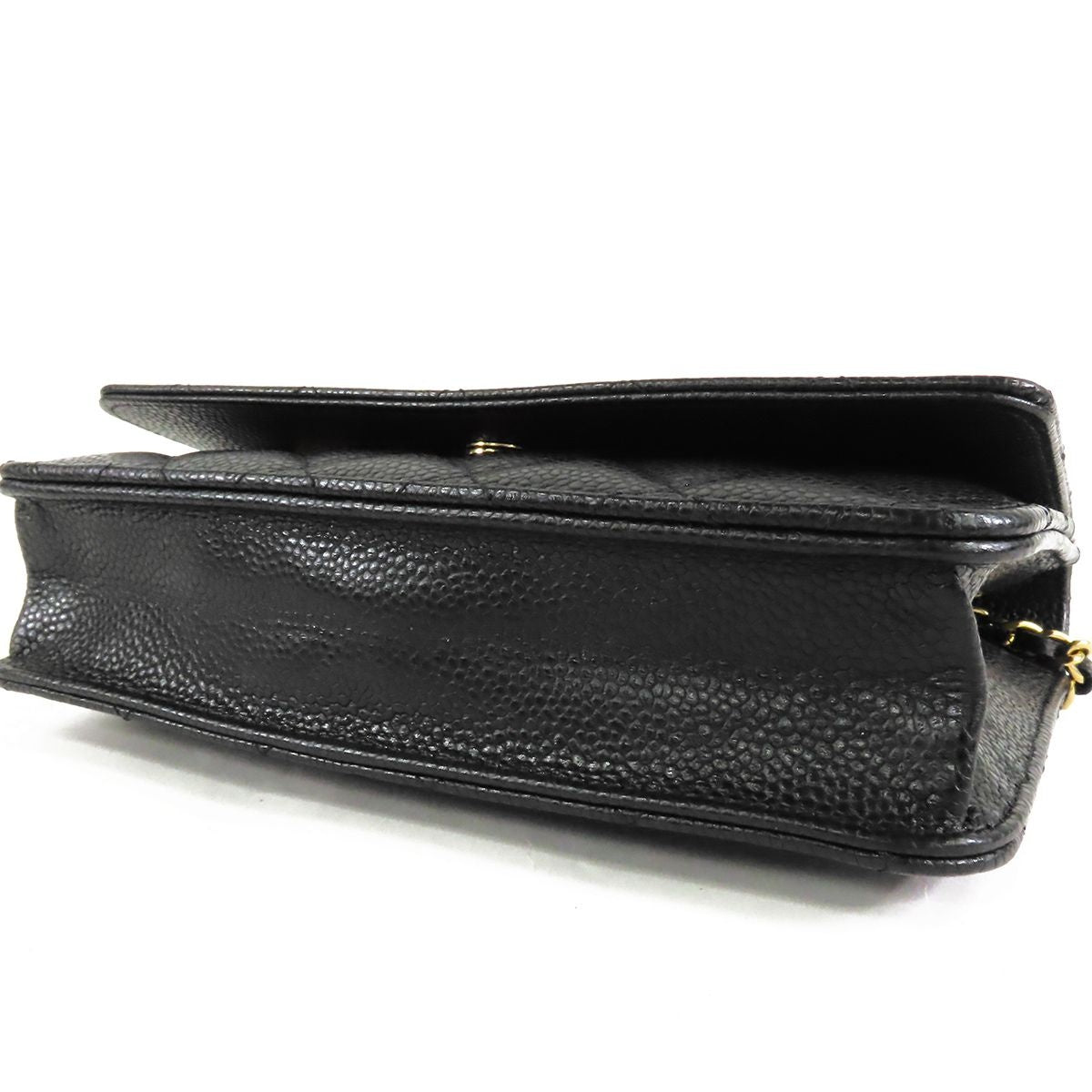 Chanel Chain Wallet Black Gold Caviar Leather Shoulder Bag — view 3