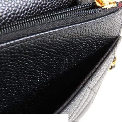 Chanel Chain Wallet Black Gold Caviar Leather Shoulder Bag — view 7