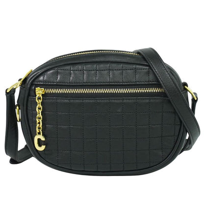 Authentic Celine Ccharm Shoulder Bag Pochette Leather Black Bag Pre-owned