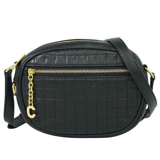 Authentic Celine Ccharm Shoulder Bag Pochette Leather Black Bag Pre-owned