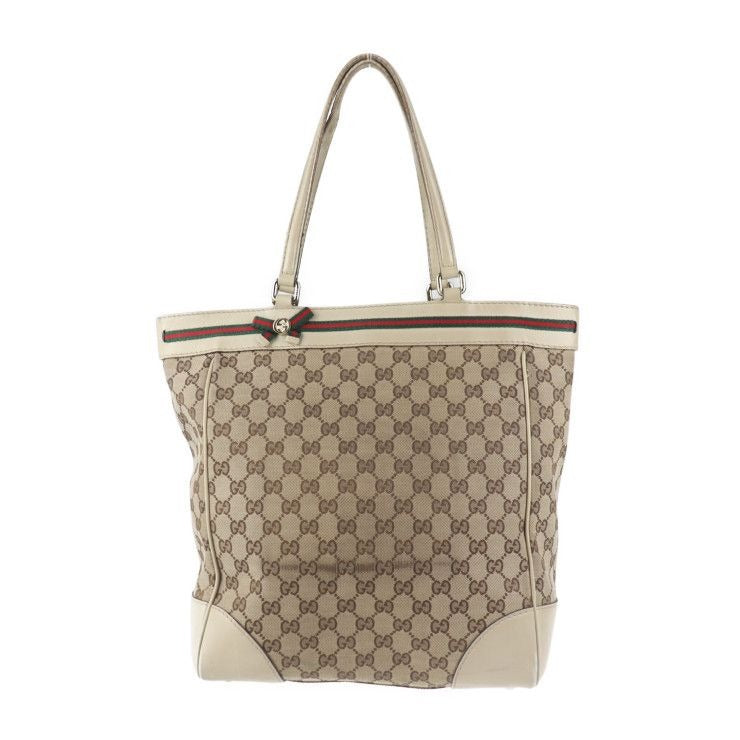 Gucci Tote Bag GG Canvas Beige Sherry Line Handbag