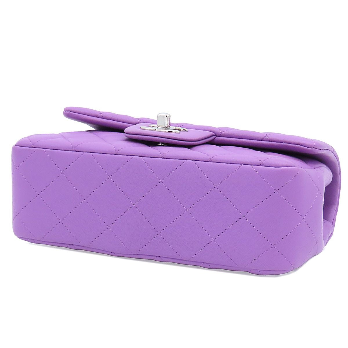 Chanel Shoulder Bag Pink Purple Silver Lambskin Mini Quilted 20 Single Flap — view 3
