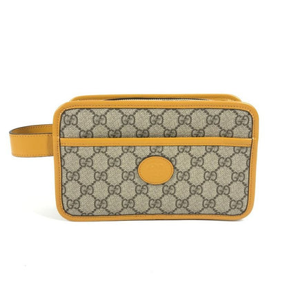 Gucci Second Bag GG Logo Canvas Leather Beige