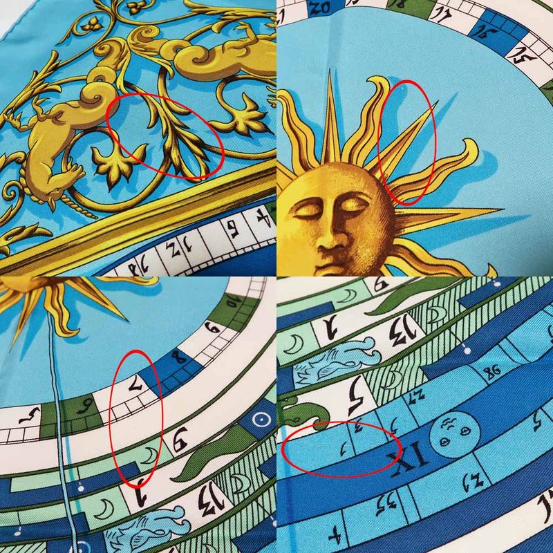 Hermes Carre 90 Scarf DIES ET HORE Astrology 100% Silk Blue - Cleaned