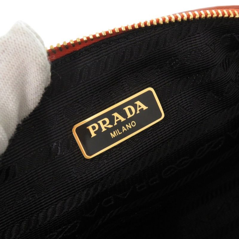Prada Leather Orange Pouch Cosmetic Pouch 0778 Prada