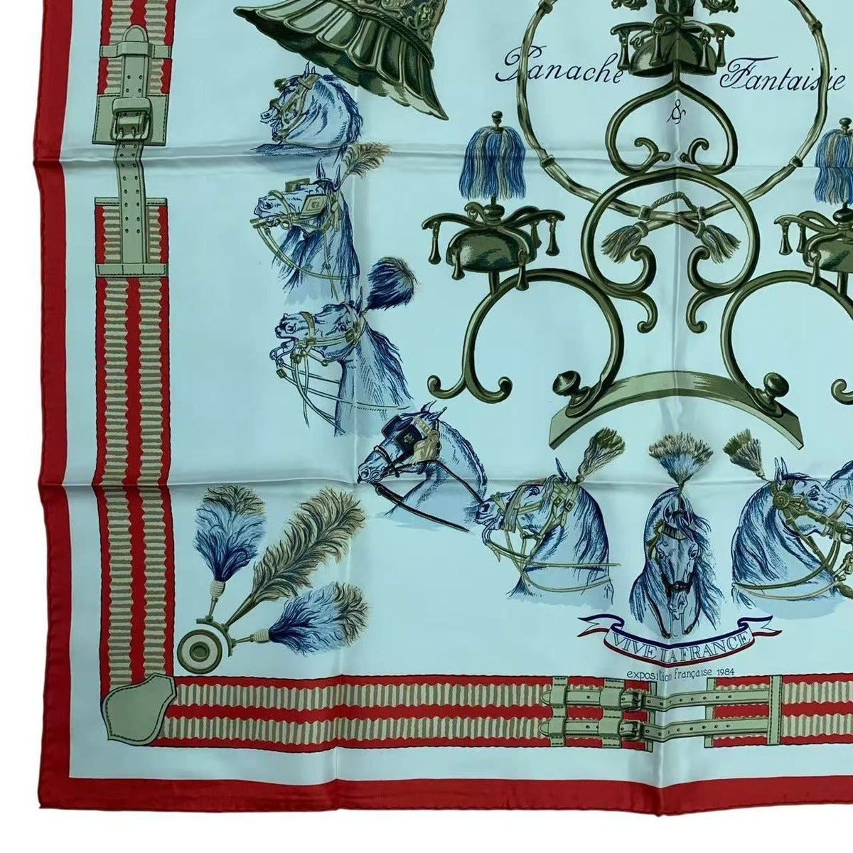 Hermes Carre 90 Scarf Silk Panache Et Fantasie and Red — view 4