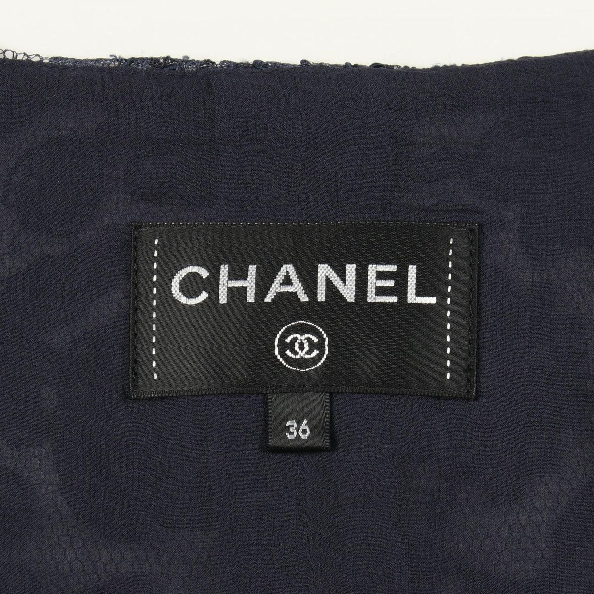Chanel Dress Floral Pattern All Lace Sleeveless Navy Rayon Cotton — view 3