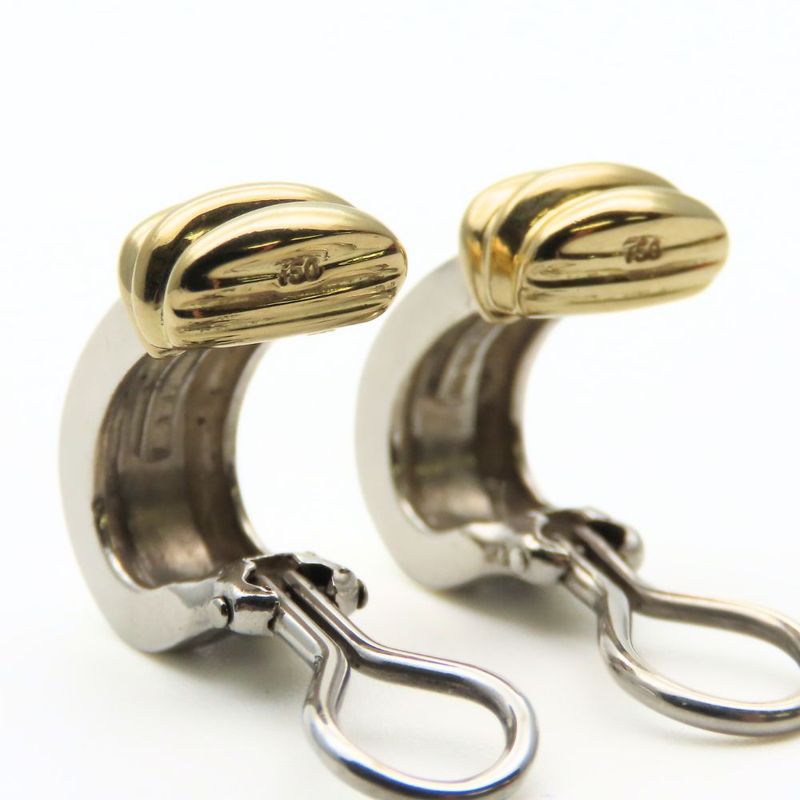 Tiffany & Co Earring Grooved Silver 925 18K Approx 8.1g Silver Gold Combination