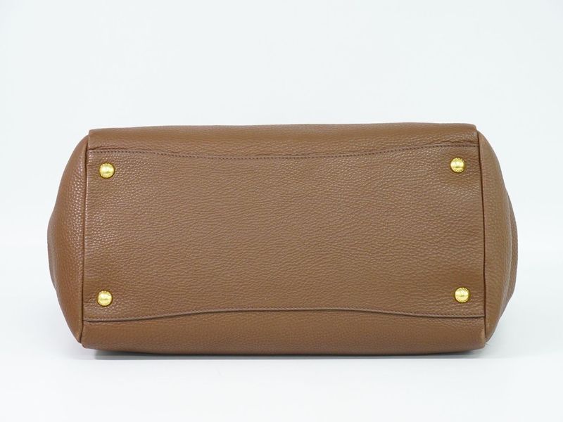 Authentic Prada Leather 2WAY Shoulder Bag Handbag Pochette Brown Bn2545 Bag