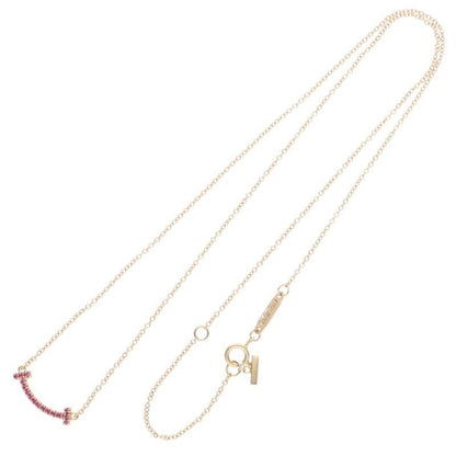 Tiffany & Co T-smile Mini 18K Pink Gold X Pink Sapphire Necklace Ladies